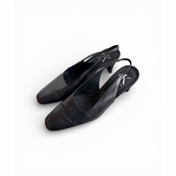 Calvin Klein Shoes - CK Calvin Klein Leather Square Toe Slingback Heels